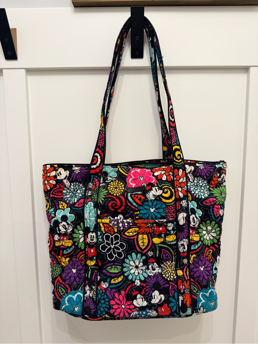 Vera Bradley Black Multicolor Quilted Mickey Floral Tote
